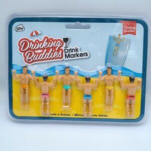 The Original Drinking Buddies Drink Markers 6 Muscular Men in Speedos NEW/SEALED